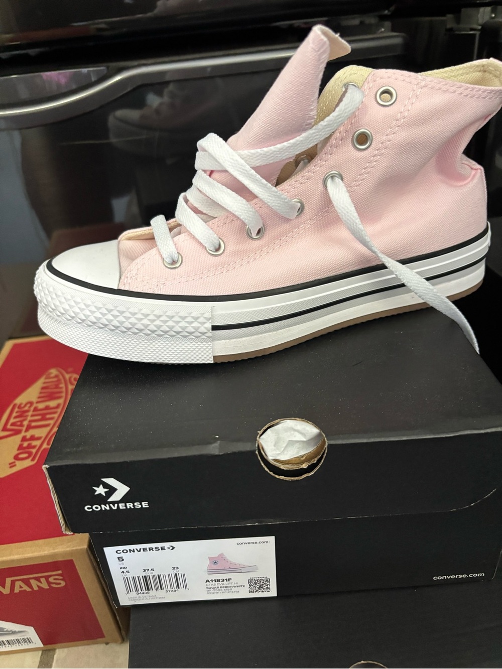 Converse Pink High-Top Canvas Sneaker with White Trim